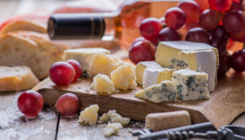 A photo of wine and cheese - having these together may help your teeth!